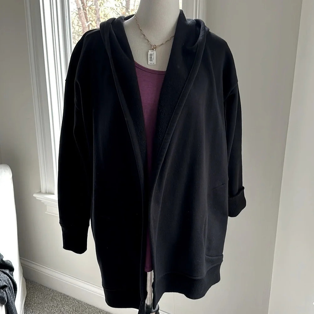 ATHLETA Fleece Hoody, Black, Size Small, Like New